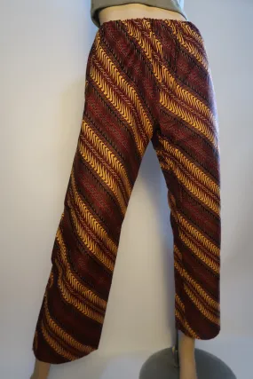 Batik Lady Pants Brown Yellow Slant Stripe 013P