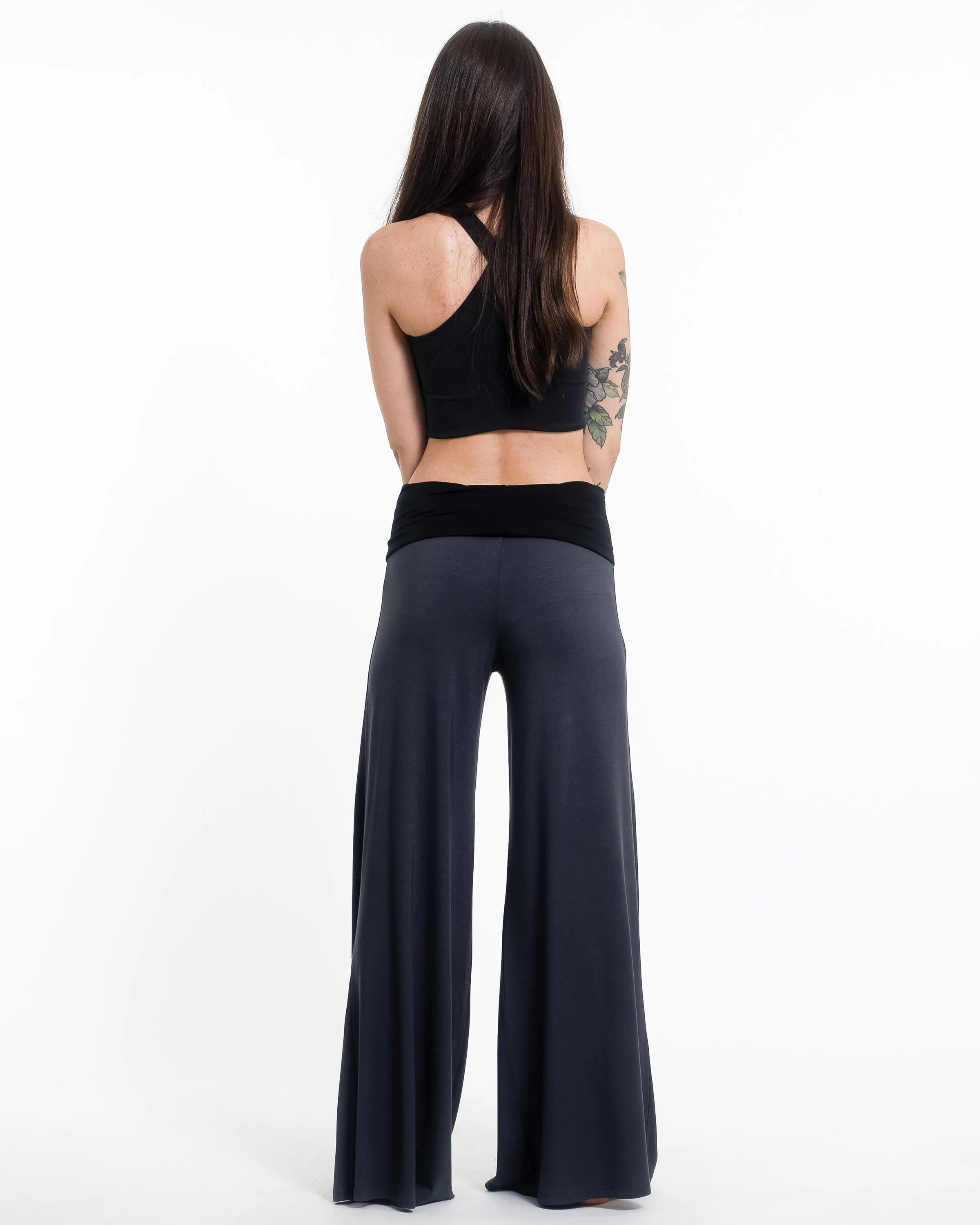 Birds Spandex Wide Leg Palazzo Pants in Gray