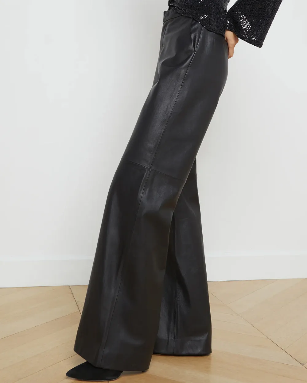 Black Leather Livvy Straight Leg Trouser