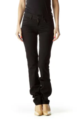 Black Stretch Straight Leg Pants