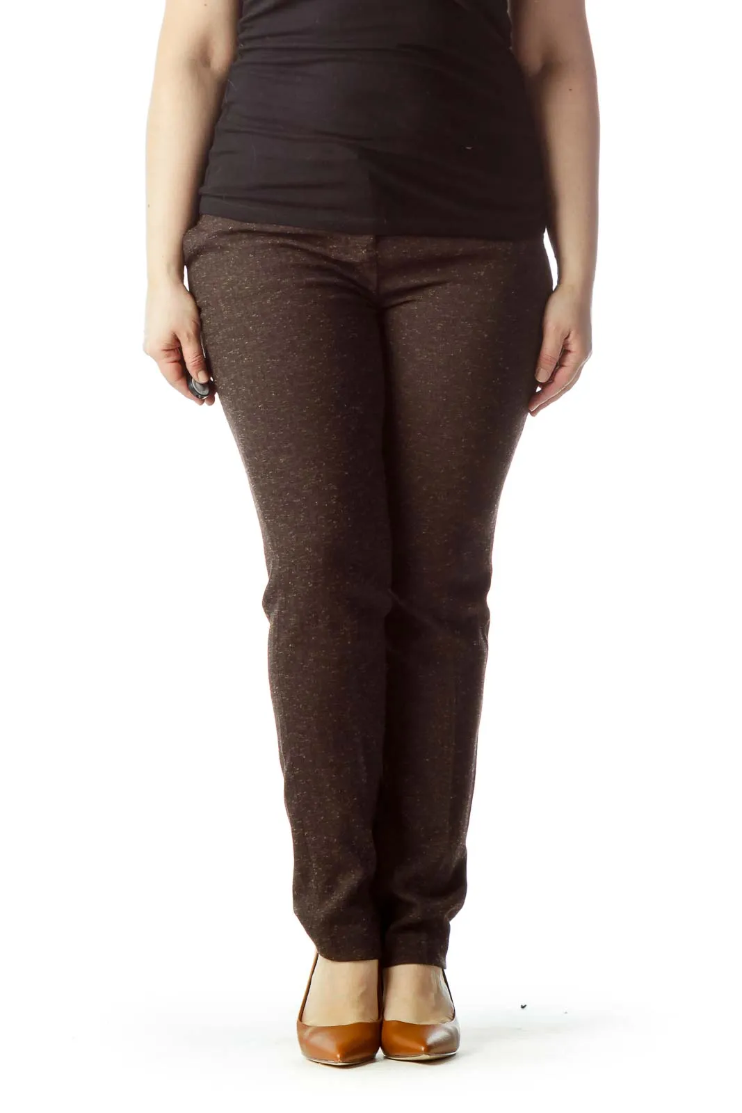 Brown Mottled Straight Leg Pants