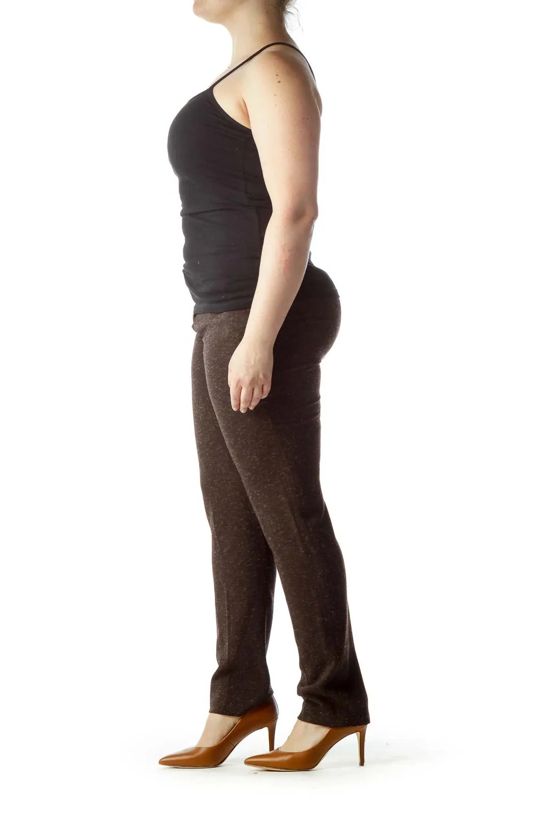 Brown Mottled Straight Leg Pants