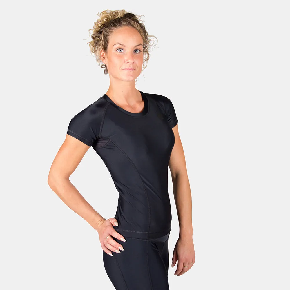 Carlin Compression Short Sleeve Top - Black/Black