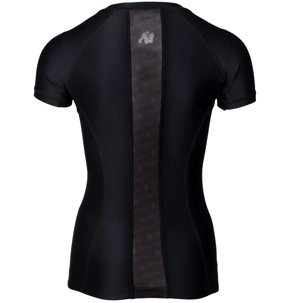 Carlin Compression Short Sleeve Top - Black/Black