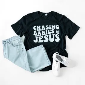 Chasing Babies and Jesus Graphic Tee in Black (FINAL SALE)