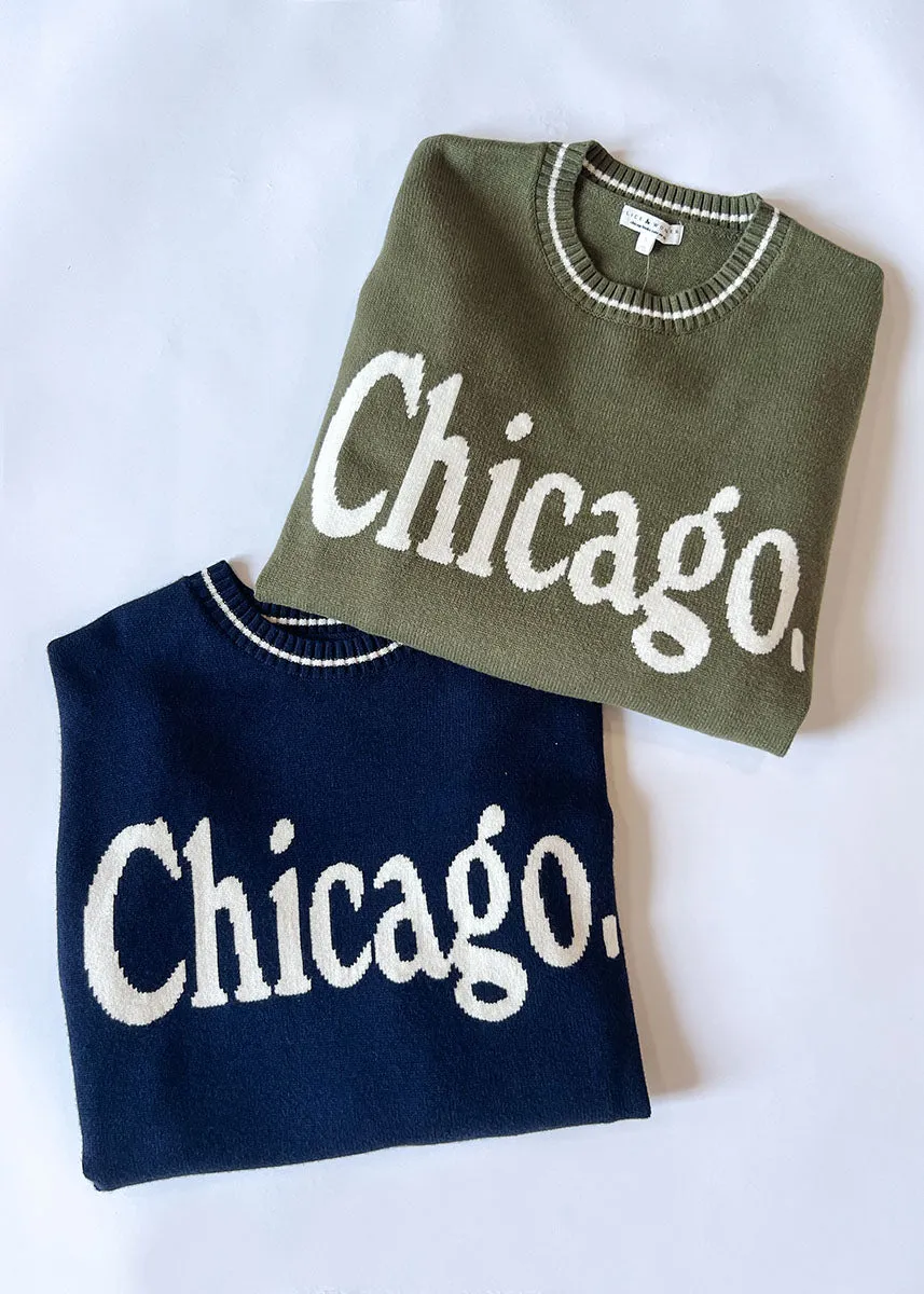 Chicago Oversized Stripe Cuff Sweater - Navy/Cream