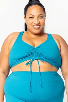 Cinched Bikini Swim Top - Teal