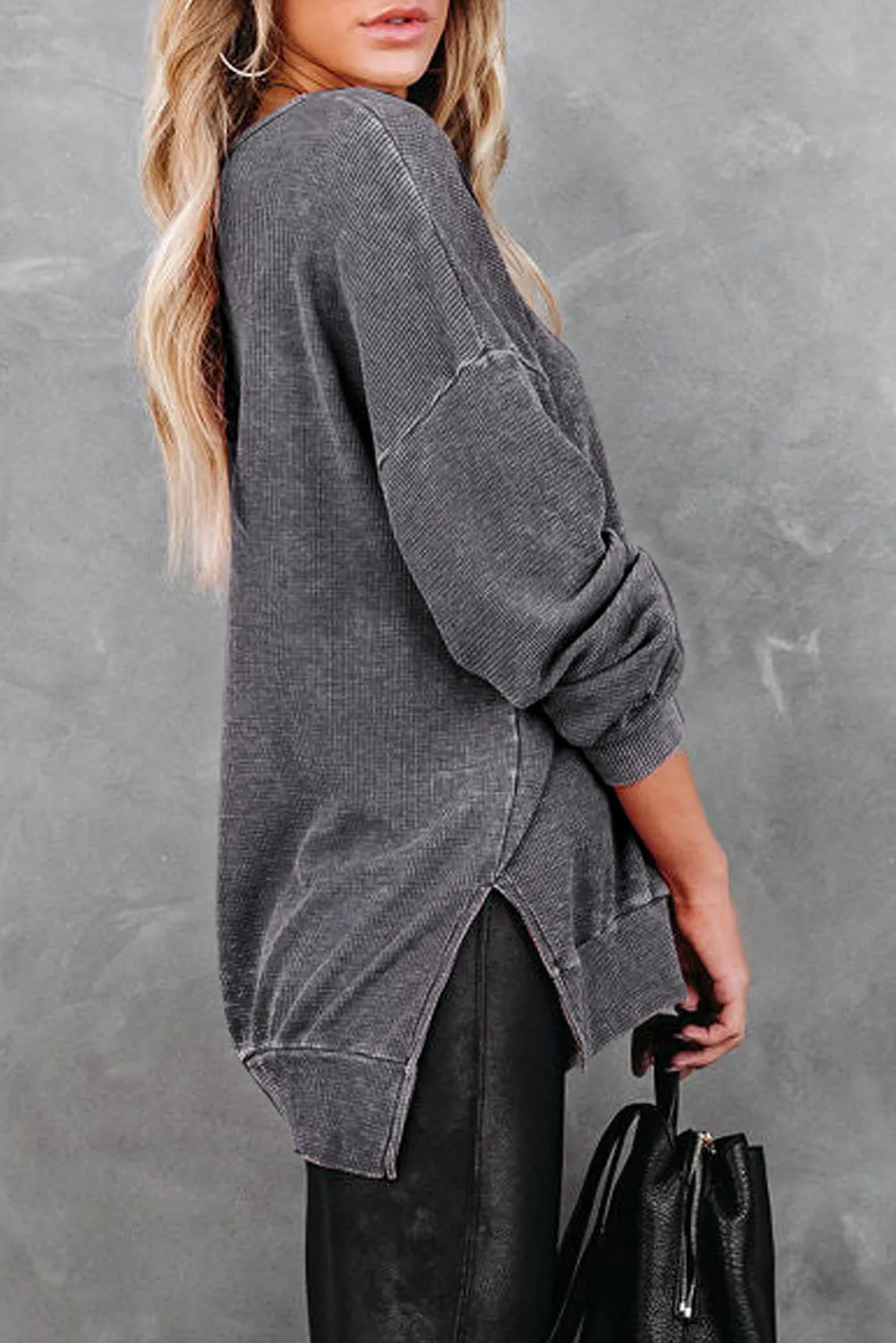 Dropped Shoulder Slit Sweatshirt