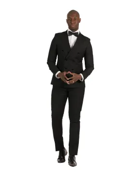 Fabio Fabrinni Double breast Black Slim Fit Suit FF6DB-1230 BLACK