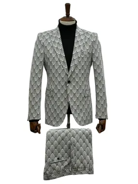 Giovanni Testi 1 Button Peak Lapel suit GTRVL1P-ANJA BLK/WHITE