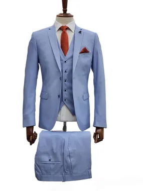 Giovanni Testi 2 Button 3Pc Slim Fit Suit GT2 V-H5130 L.BLUE