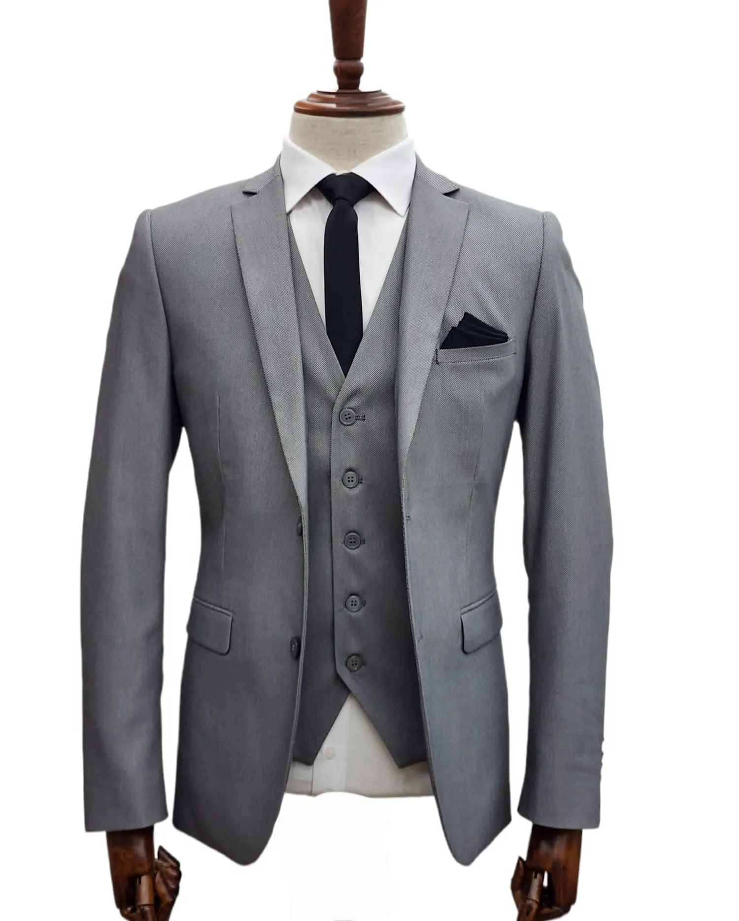 Giovanni Testi 2 Button 3pc Slim Fit Suit GT2 V-H5130 L.GREY