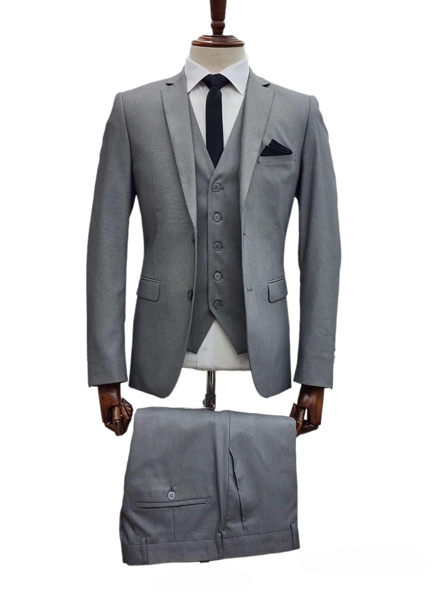 Giovanni Testi 2 Button 3pc Slim Fit Suit GT2 V-H5130 L.GREY