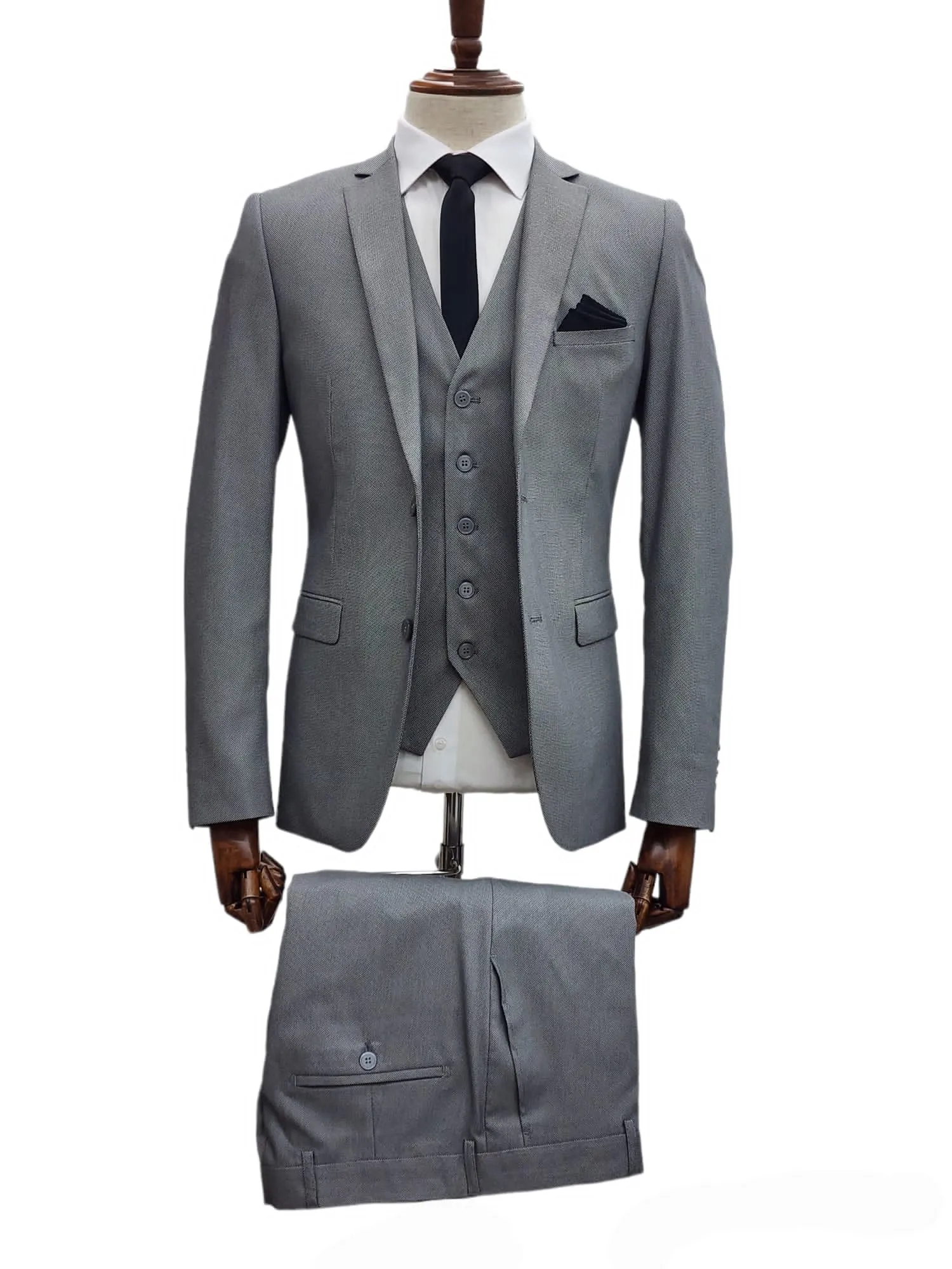 Giovanni Testi 2 Button 3pc Slim Fit Suit GT2 V-H5130 L.GREY