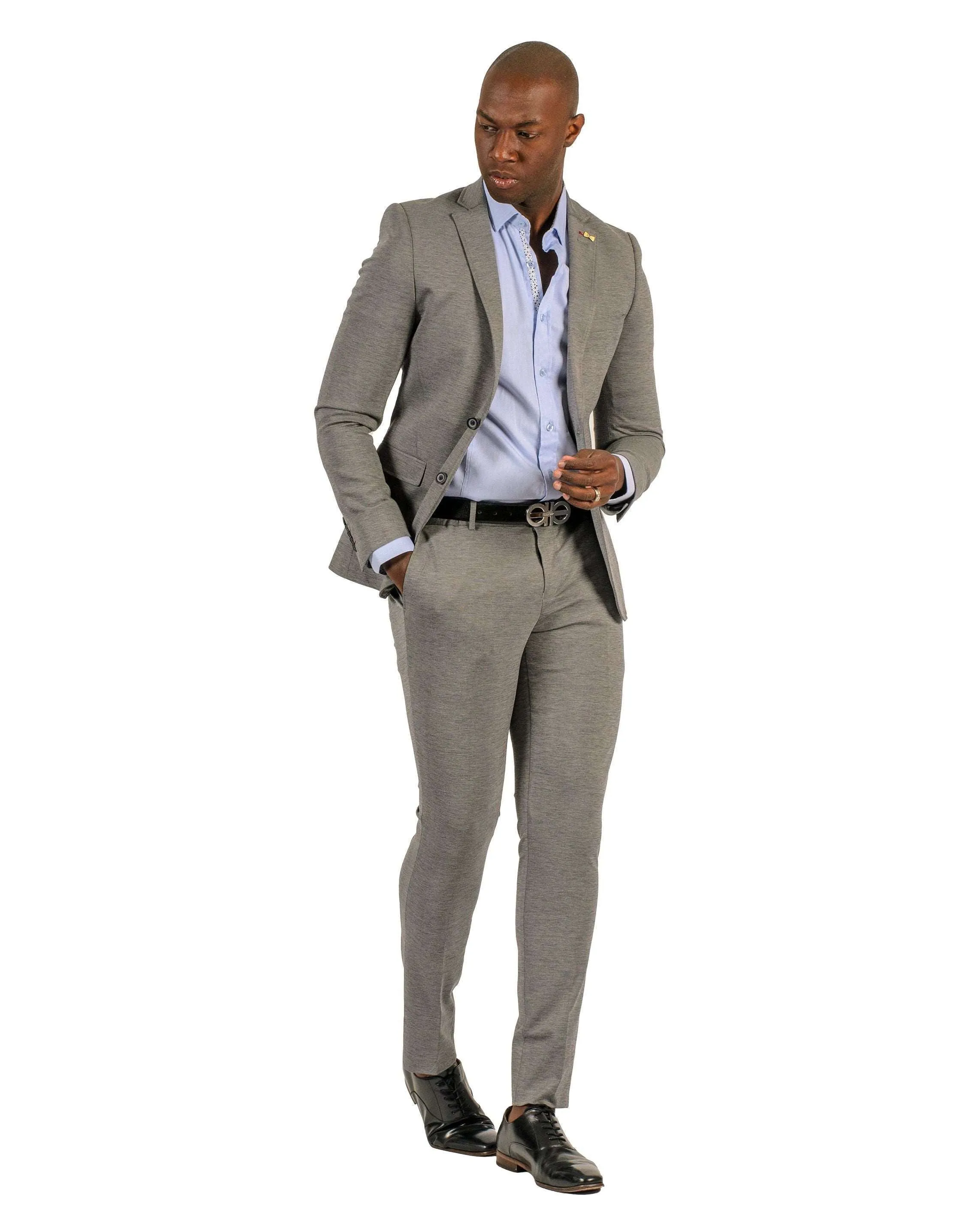 Giovanni Testi 2 button stretch L.Grey Travel Suit GTRVL2N-01 L.GREY