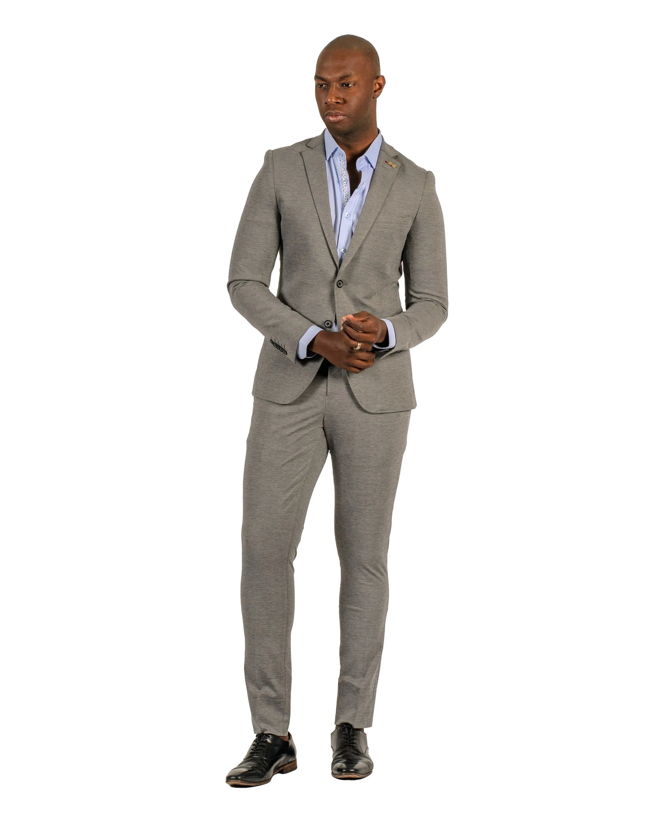 Giovanni Testi 2 button stretch L.Grey Travel Suit GTRVL2N-01 L.GREY