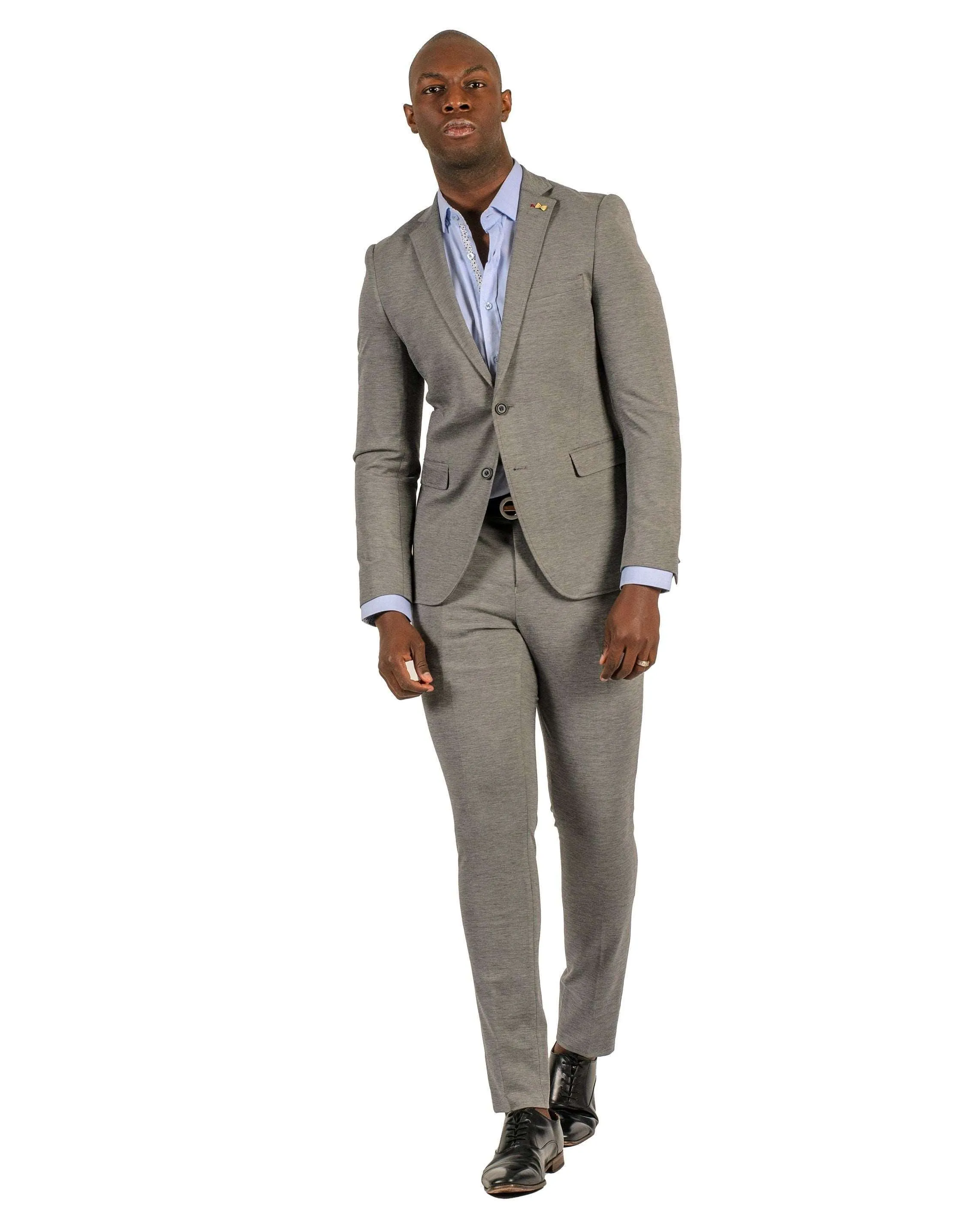 Giovanni Testi 2 button stretch L.Grey Travel Suit GTRVL2N-01 L.GREY