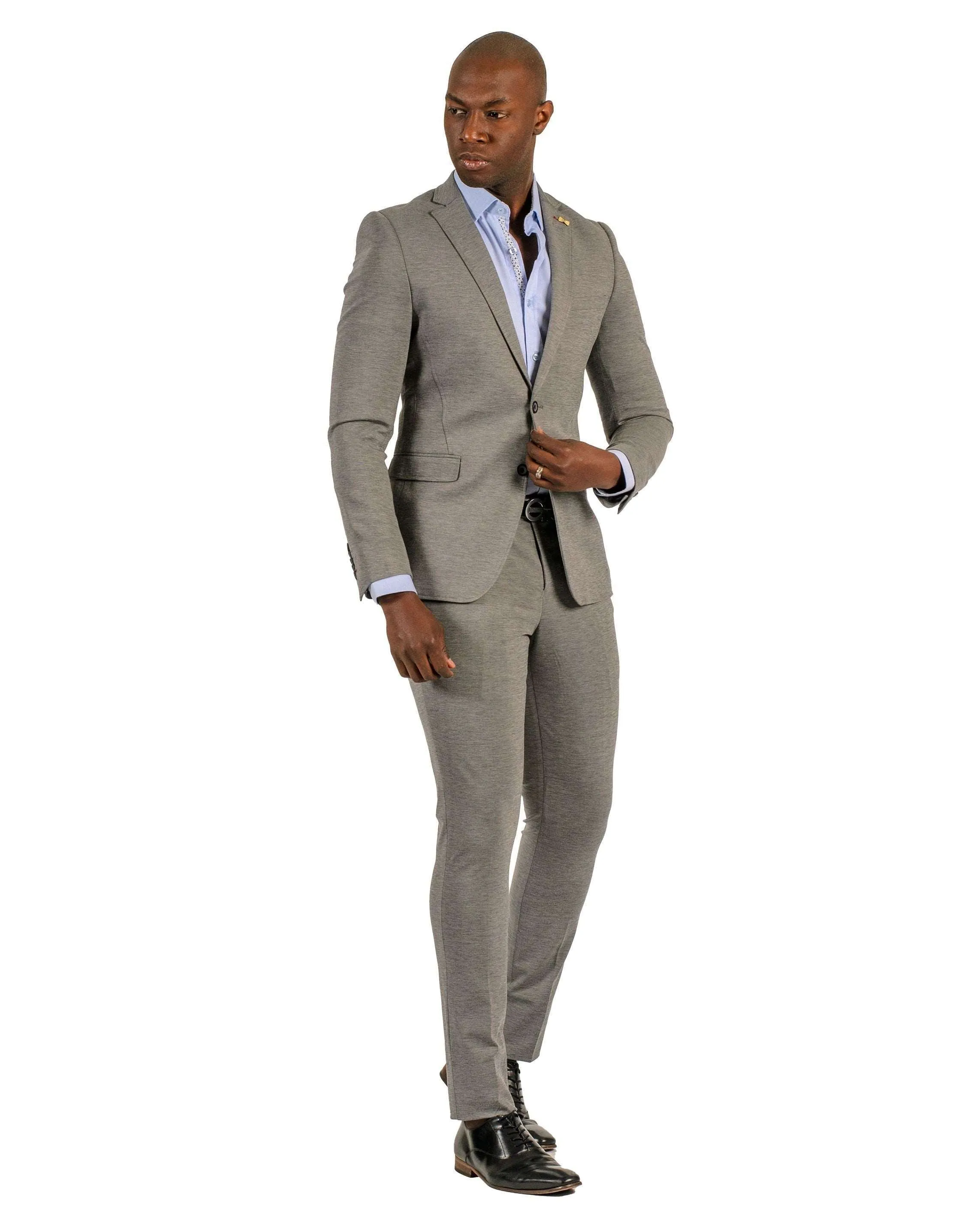 Giovanni Testi 2 button stretch L.Grey Travel Suit GTRVL2N-01 L.GREY