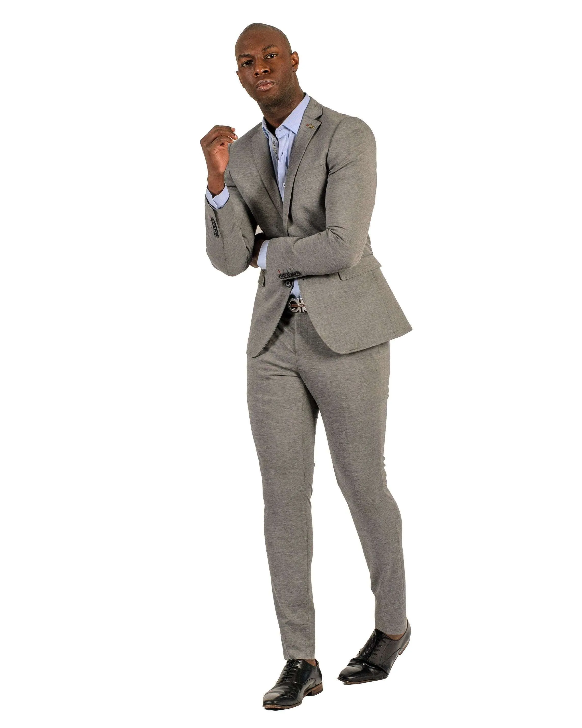 Giovanni Testi 2 button stretch L.Grey Travel Suit GTRVL2N-01 L.GREY