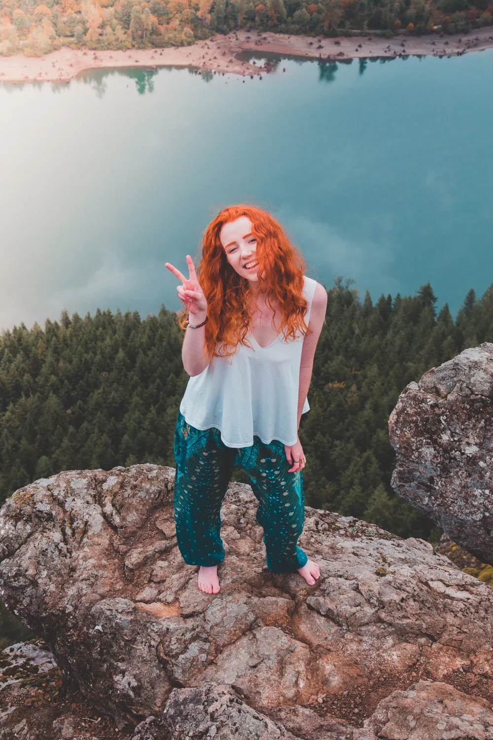 Green Peacock Harem Pants