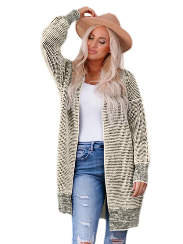 Heathered Knit Mid-Length Open Front Sweater | Duster Cardigan