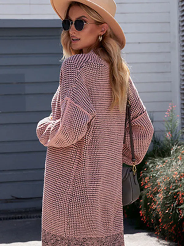 Heathered Knit Mid-Length Open Front Sweater | Duster Cardigan