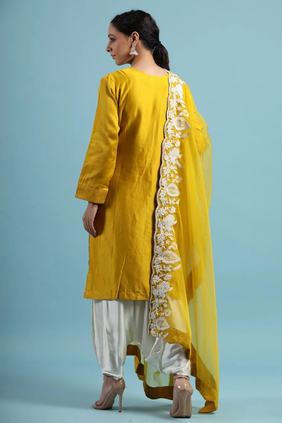 Iris Yellow Embroidered Kurta set with Harem Pants