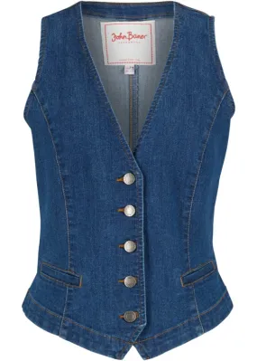 John Baner Jeanswear stretch denim vest, blue