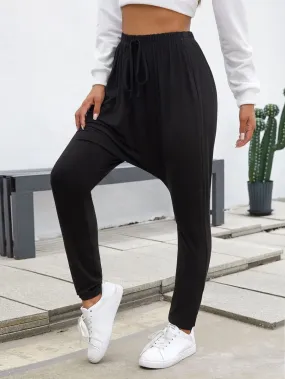 Knot Front Solid Harem Pants