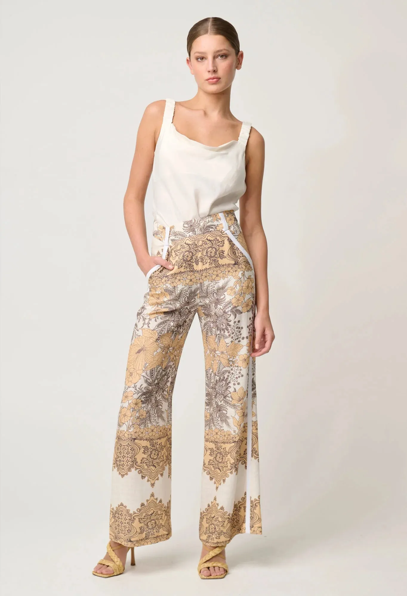 ONCE WAS DANXIA LINEN VISCOSE PANT IN GOLDEN MALLOW