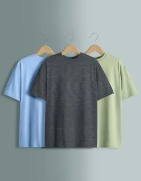 Pack of 3 Oversized Tees: Anthra & Dutchcanal & Foggreen