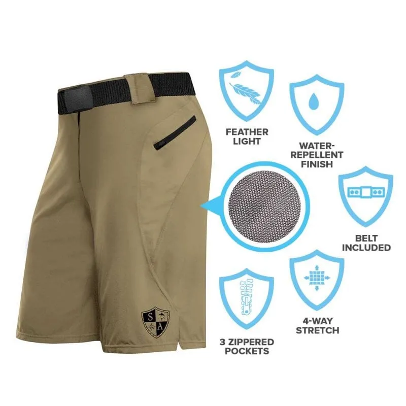 Performance Shorts | Solid Tan | Black SA Shield