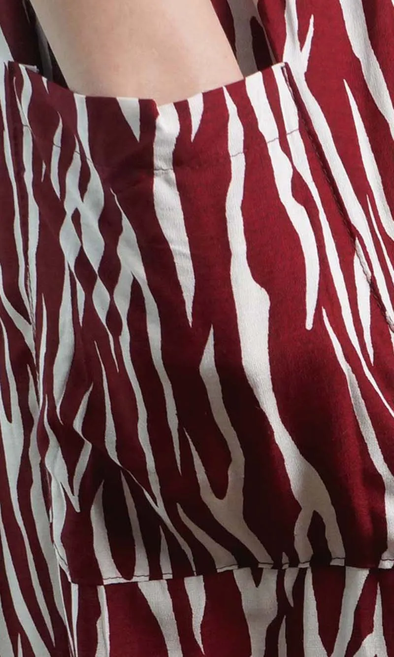 Rayon Pant Harem Zebra Maroon