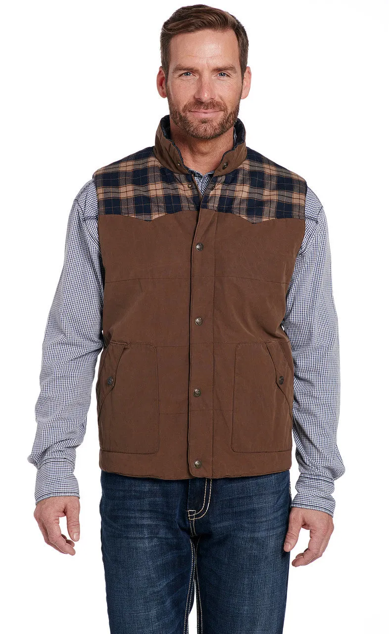 SIDRAN MENSWAX COATED SNAP/ZIP FRONT VEST WITH FLANNEL YOKES STYLE CW1715-F18-26