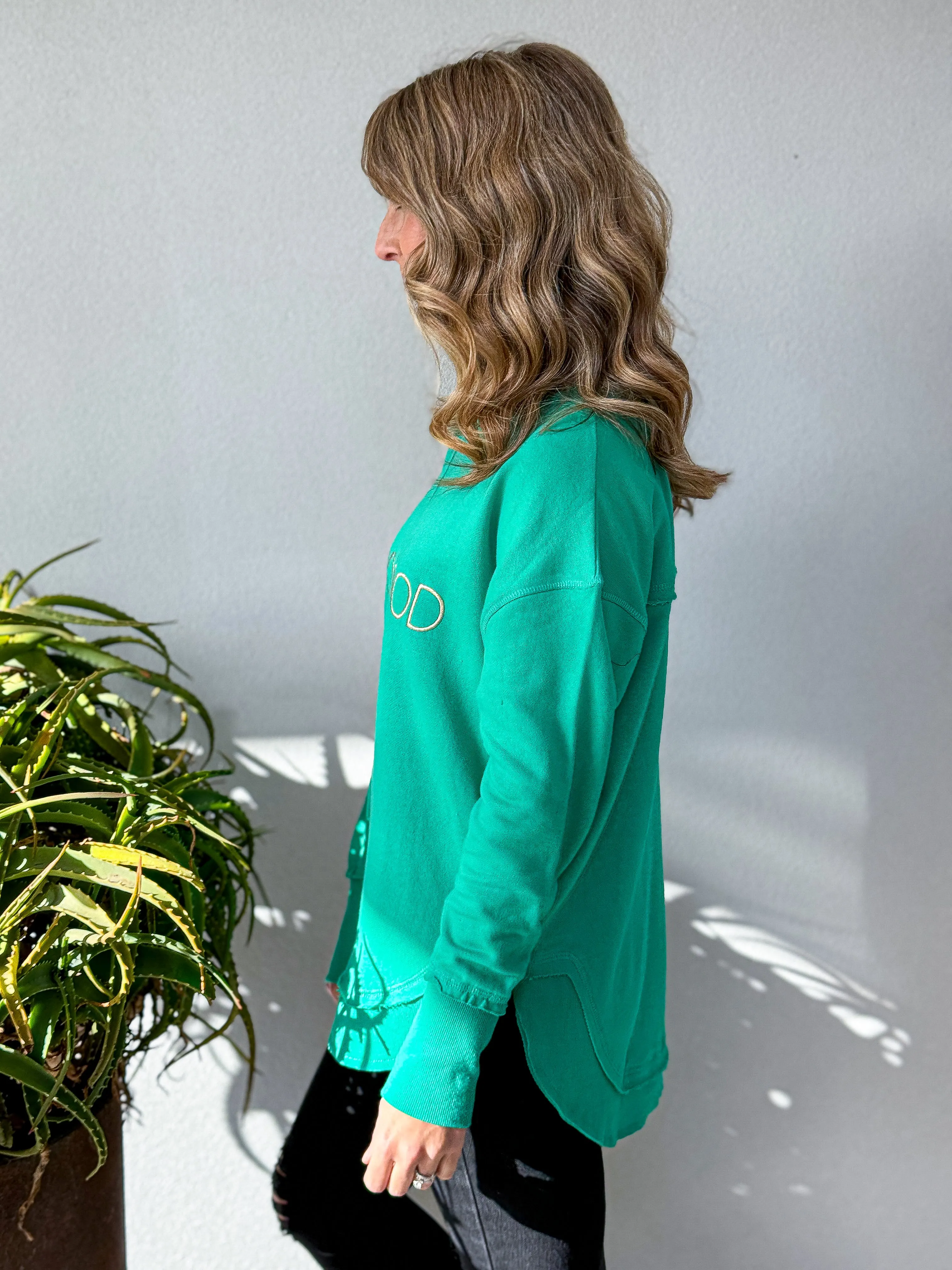 Simplified METALLIC Crew - Bright Green