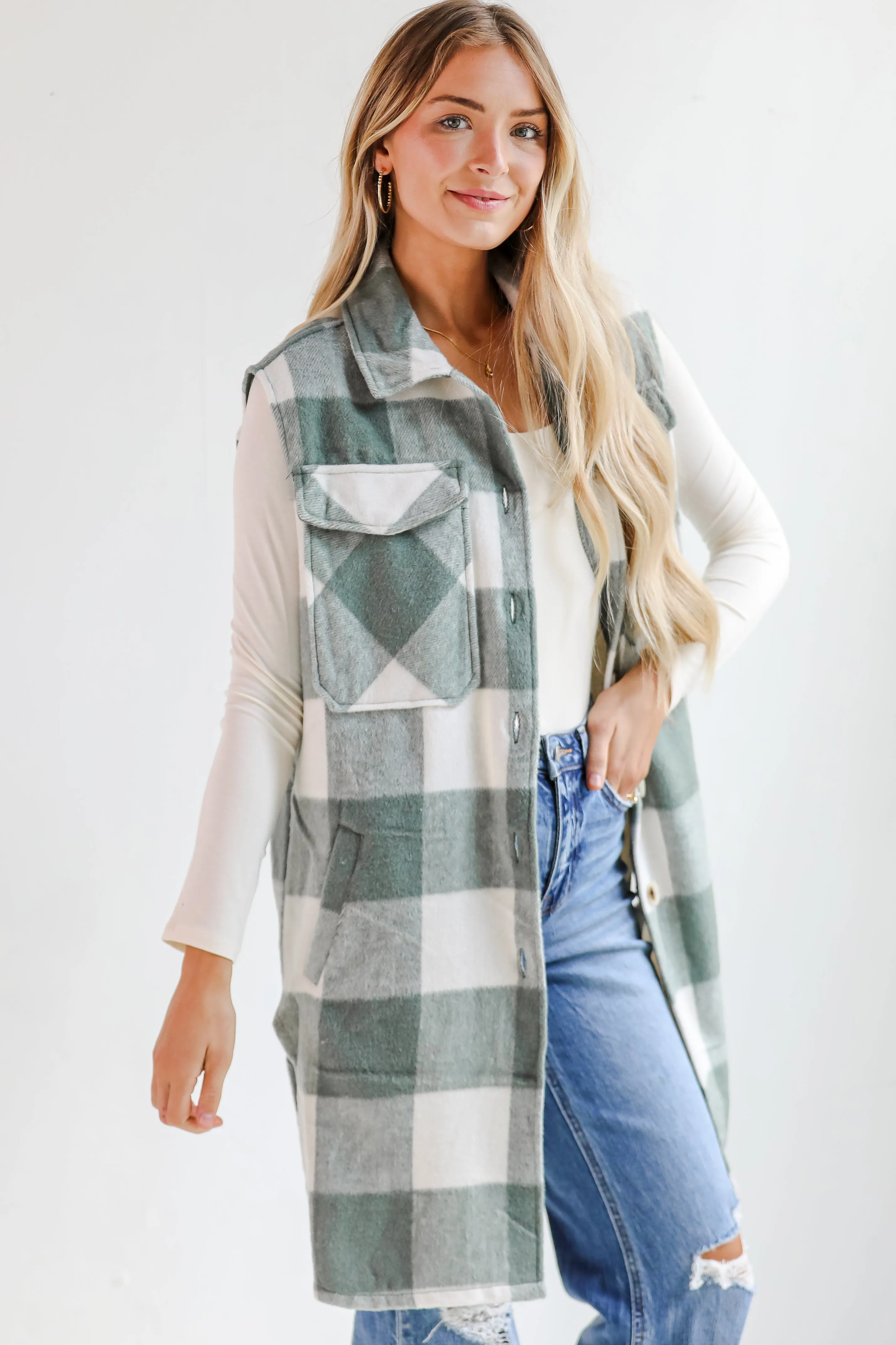 Sophisticatedly Cozy Plaid Longline Vest