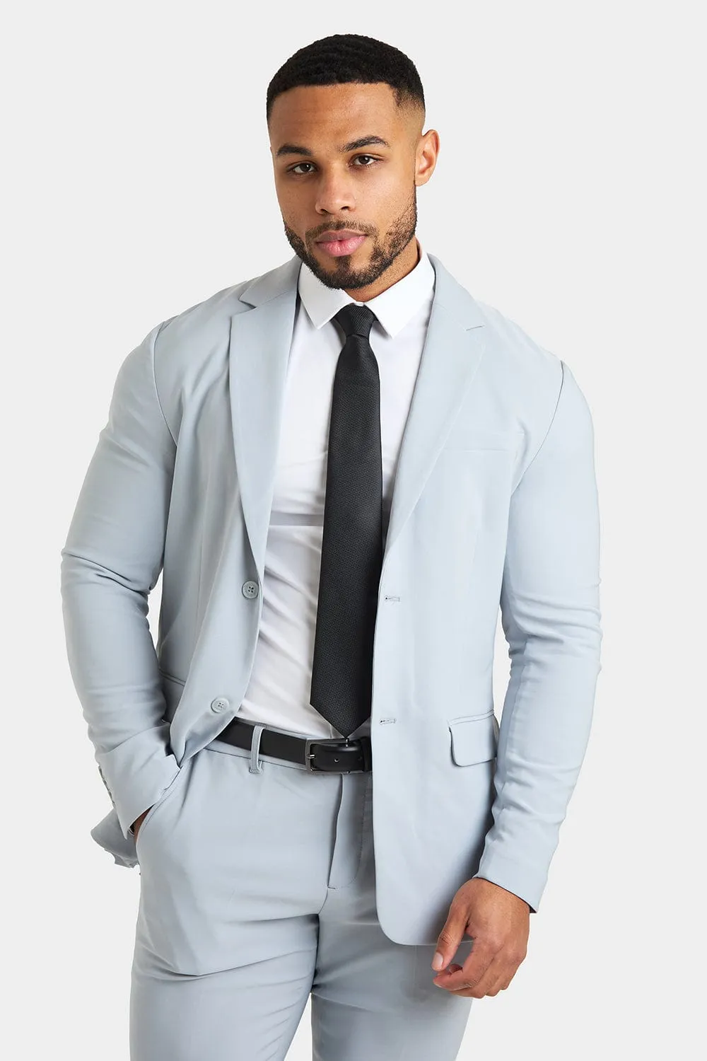 True Athletic Fit Tech Suit Jacket in Light Grey