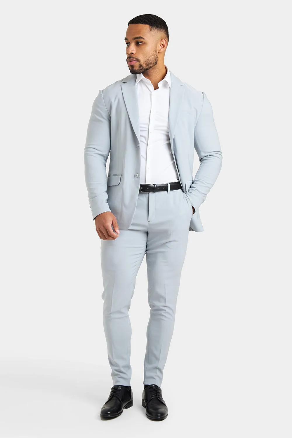 True Athletic Fit Tech Suit Jacket in Light Grey