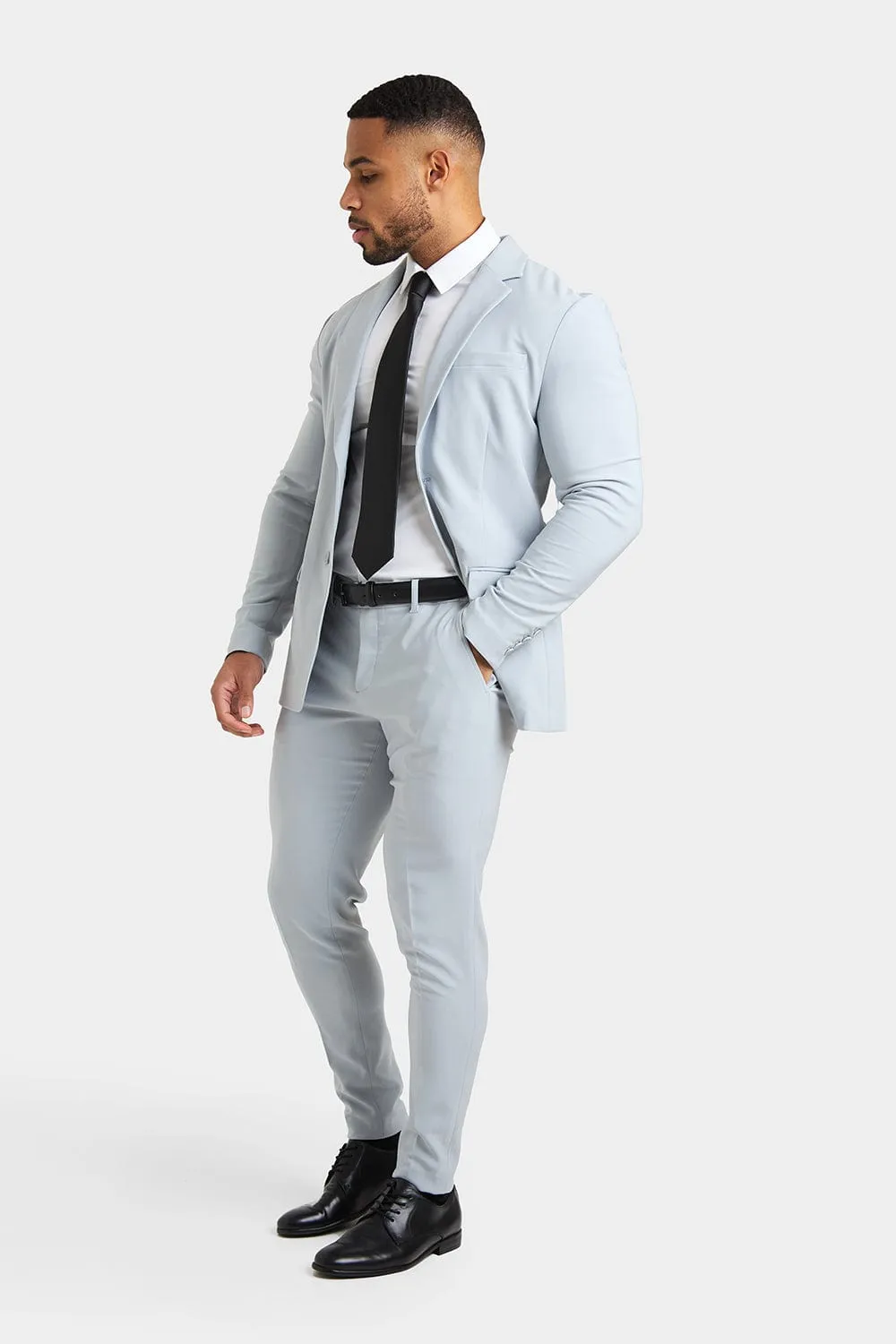 True Athletic Fit Tech Suit Jacket in Light Grey