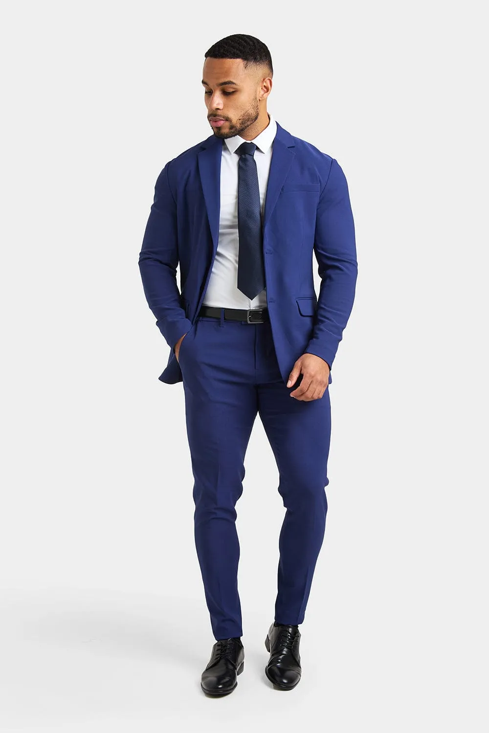 True Muscle Fit Tech Suit Jacket in Ink Blue