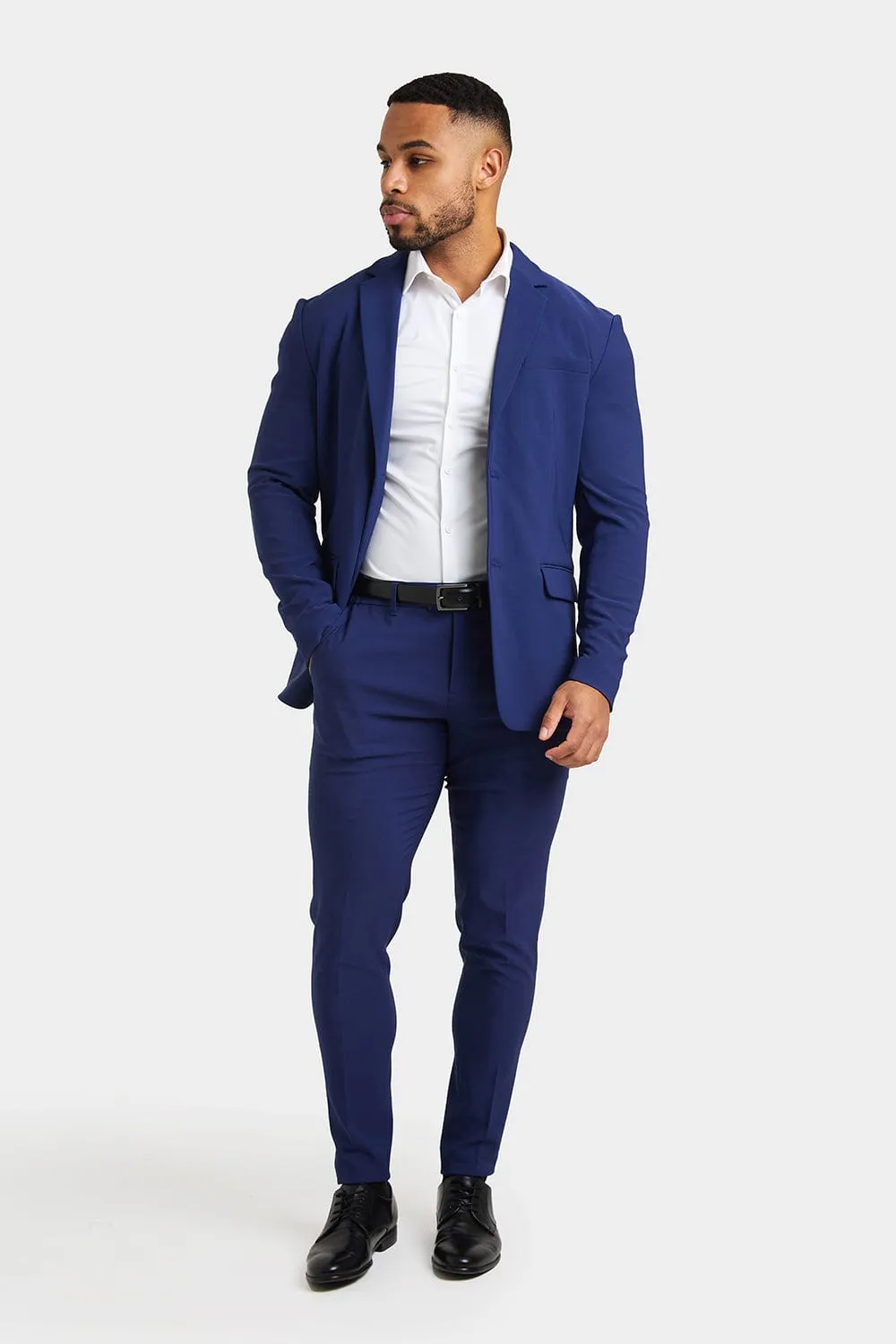 True Muscle Fit Tech Suit Jacket in Ink Blue