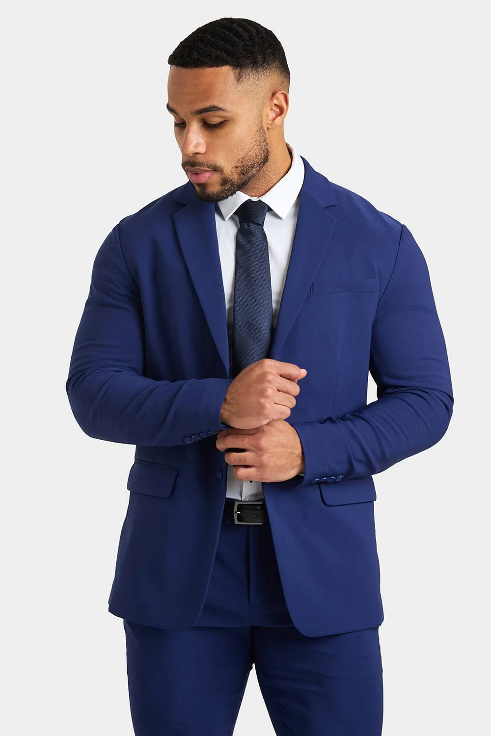 True Muscle Fit Tech Suit Jacket in Ink Blue