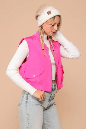 Valerie Zipper Down Vest- Pink