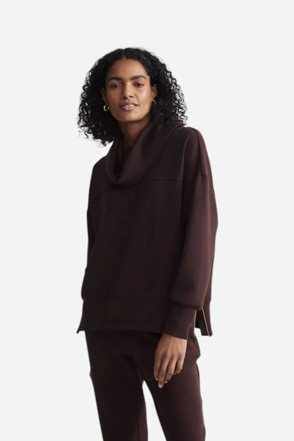 Varley Priya Longline Sweat in Coffee Bean