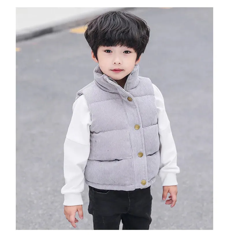 Winter Baby Kids Thick Vests Baby Girls Outerwear Plus Velvet Sleeveless Coats Boys Jackets Warm Coats Toddler Children Vest