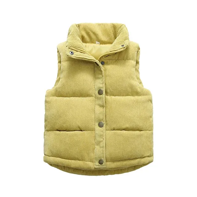 Winter Baby Kids Thick Vests Baby Girls Outerwear Plus Velvet Sleeveless Coats Boys Jackets Warm Coats Toddler Children Vest