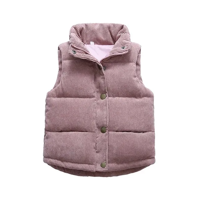 Winter Baby Kids Thick Vests Baby Girls Outerwear Plus Velvet Sleeveless Coats Boys Jackets Warm Coats Toddler Children Vest