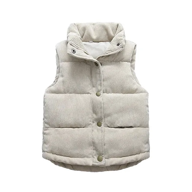 Winter Baby Kids Thick Vests Baby Girls Outerwear Plus Velvet Sleeveless Coats Boys Jackets Warm Coats Toddler Children Vest