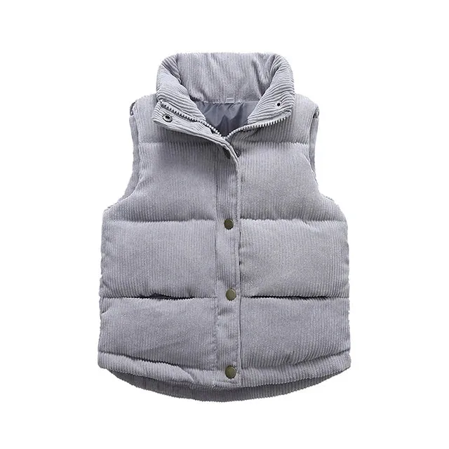 Winter Baby Kids Thick Vests Baby Girls Outerwear Plus Velvet Sleeveless Coats Boys Jackets Warm Coats Toddler Children Vest