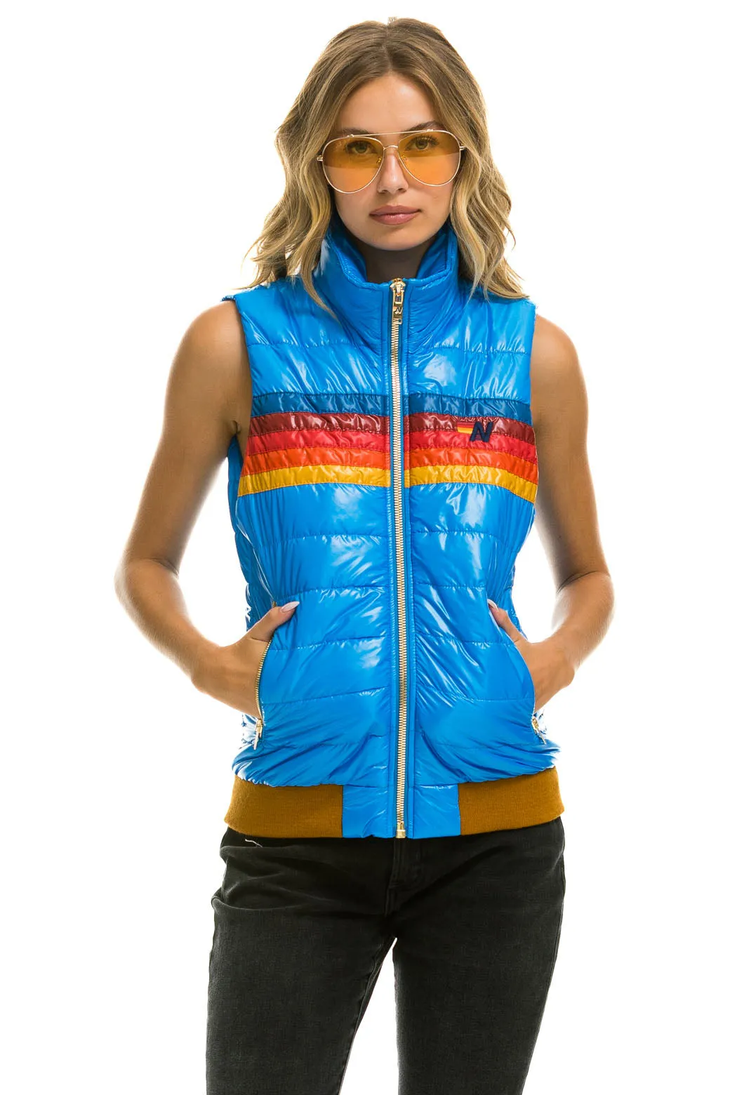 WOMEN'S 5 STRIPE VEST - GLOSSY BLUE CINA